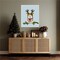Christmas Fluffy Owl and Antlers by Fab Funky 23-in. W x 28-in. H. Canvas Wall Art Print Framed